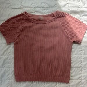 Dynamic/Happy Soul Sisters Ribbed Pink Cropped Tee Shirt